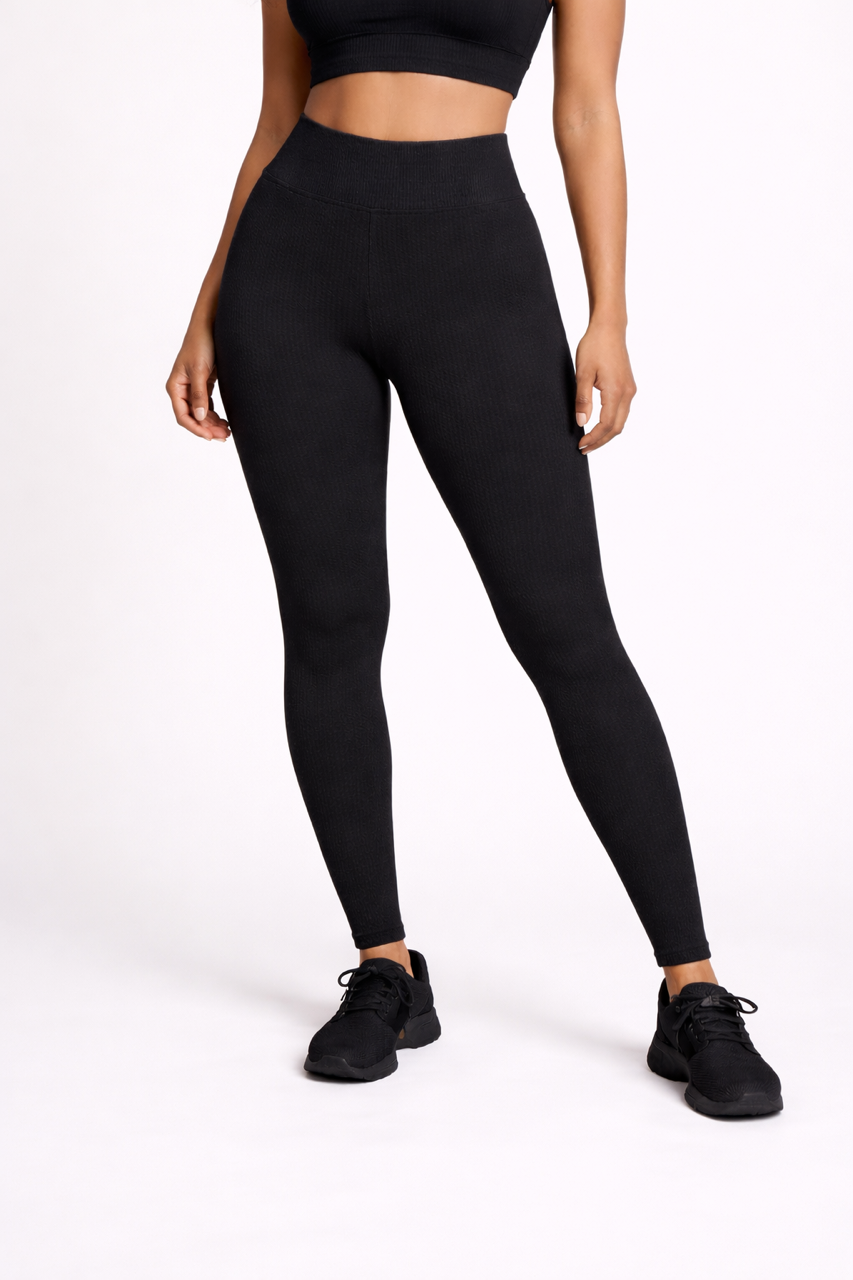 Sculpt Ribbed Legging- Black