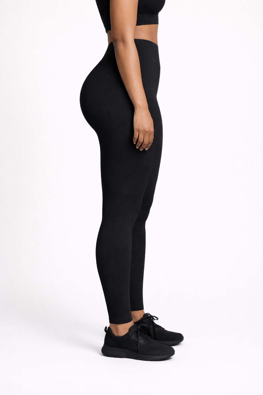 Sculpt Ribbed Legging- Black